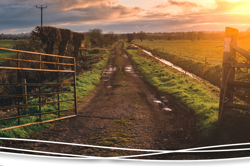 path-block rural path at sunset